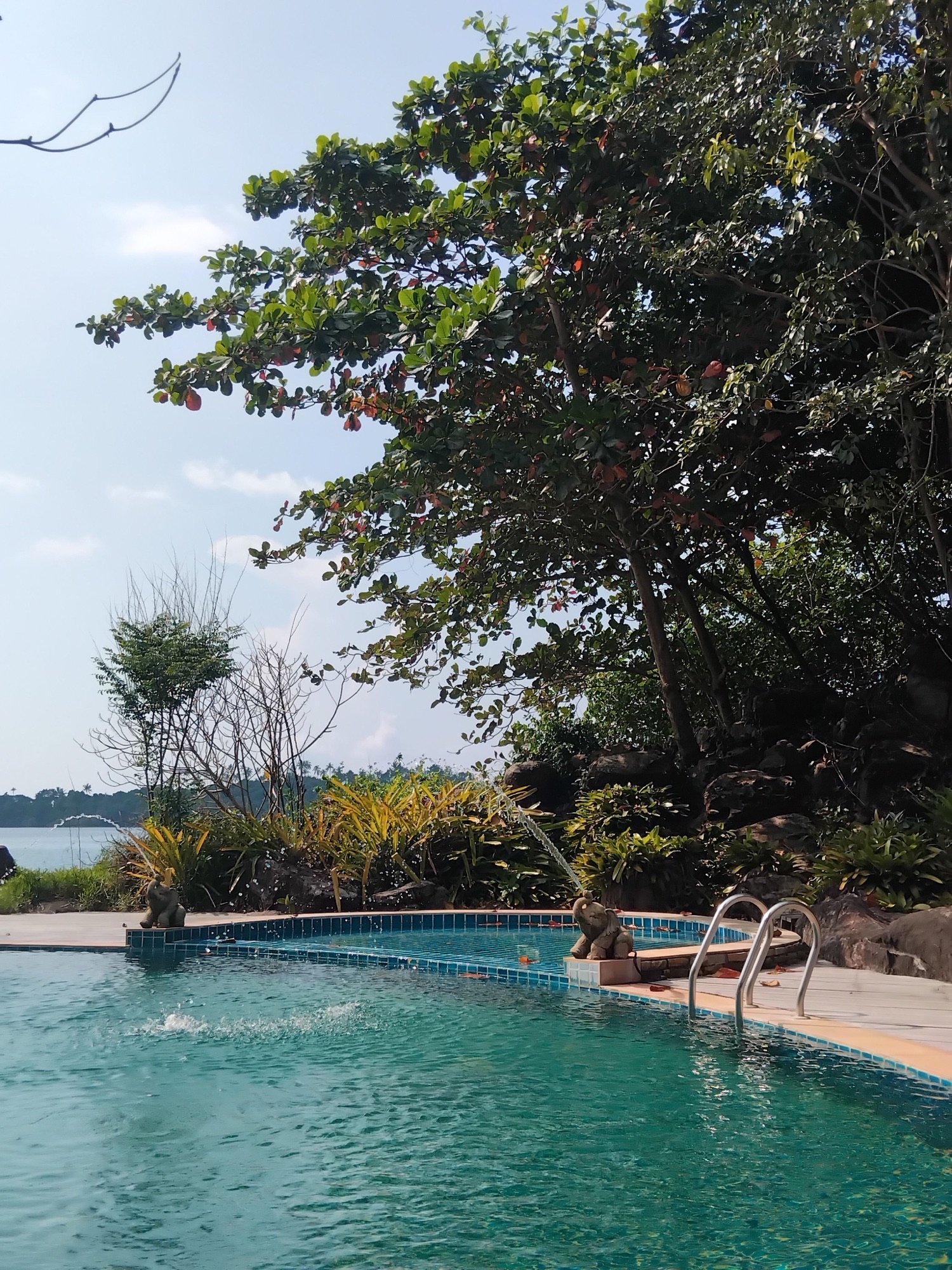 Piscine face au Mékong à Champassak